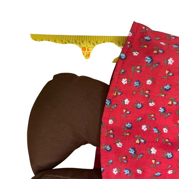 Vintage Rag Doll With Red Floral Dress & Bonnet 17" - Picture 5 of 5